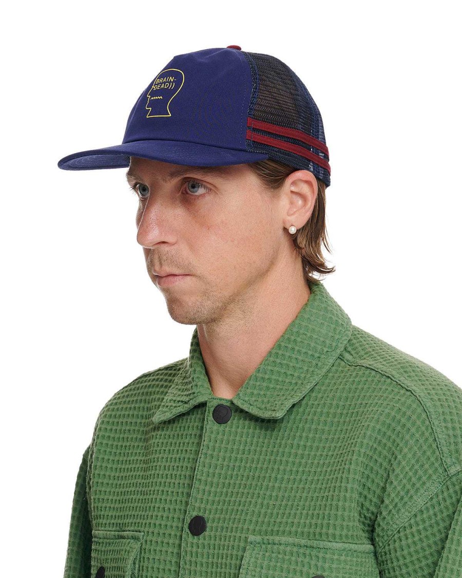 Hoed | Brain Dead Logohead 5 Panel Trucker Cap Navy