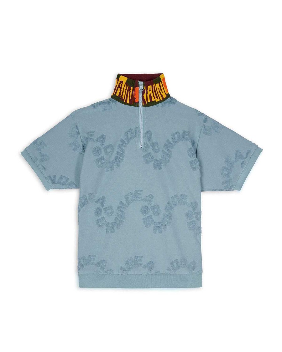 Shirt | Brain Dead Link Burnout Mock Neck Light Blue Multi
