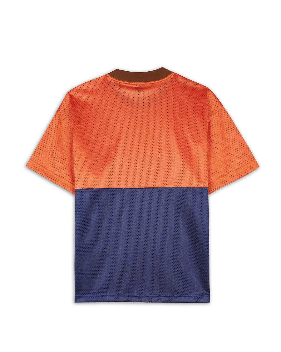T-Shirt | Brain Dead Maze Football Mesh Shirt Orange/Navy