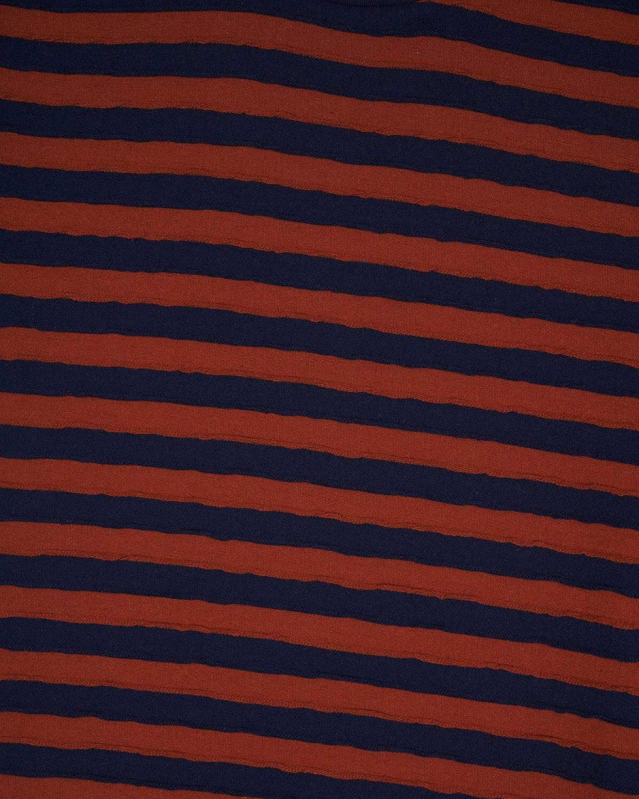 T-Shirt | Brain Dead Denny Blaine Striped T-Shirt Navy/Light Brown